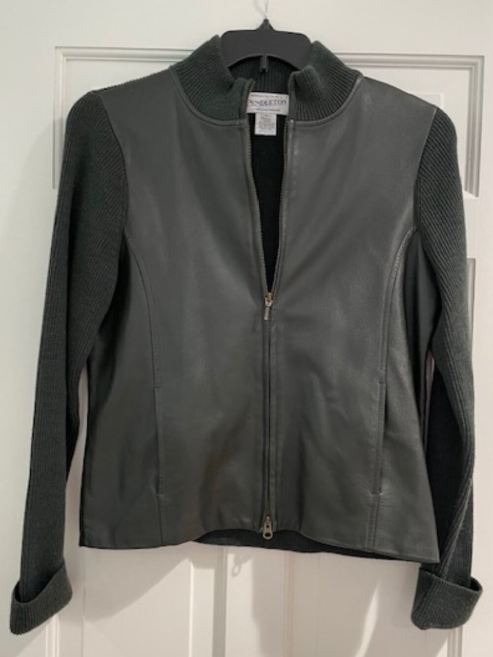 Pendleton Deep Green Leather and Wool Jacket - Size M